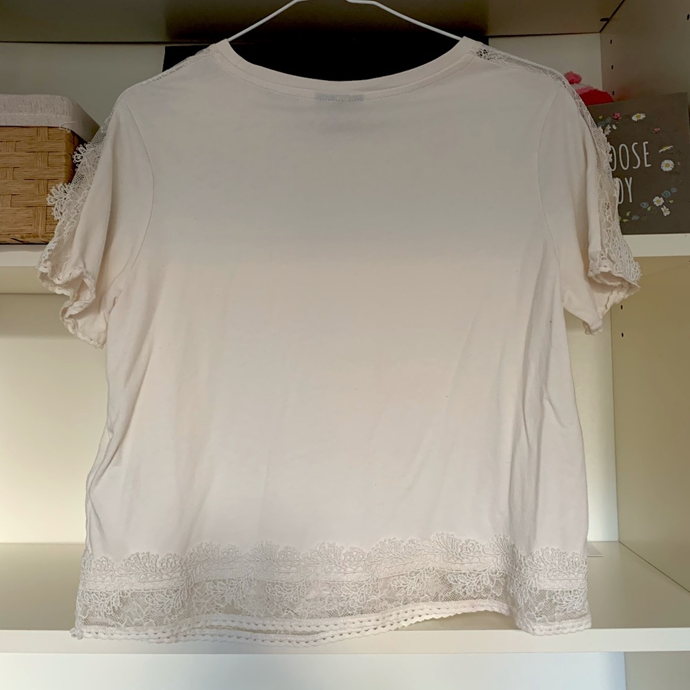 TOPSHOP Soft, Lace Embellished T-Shirt
